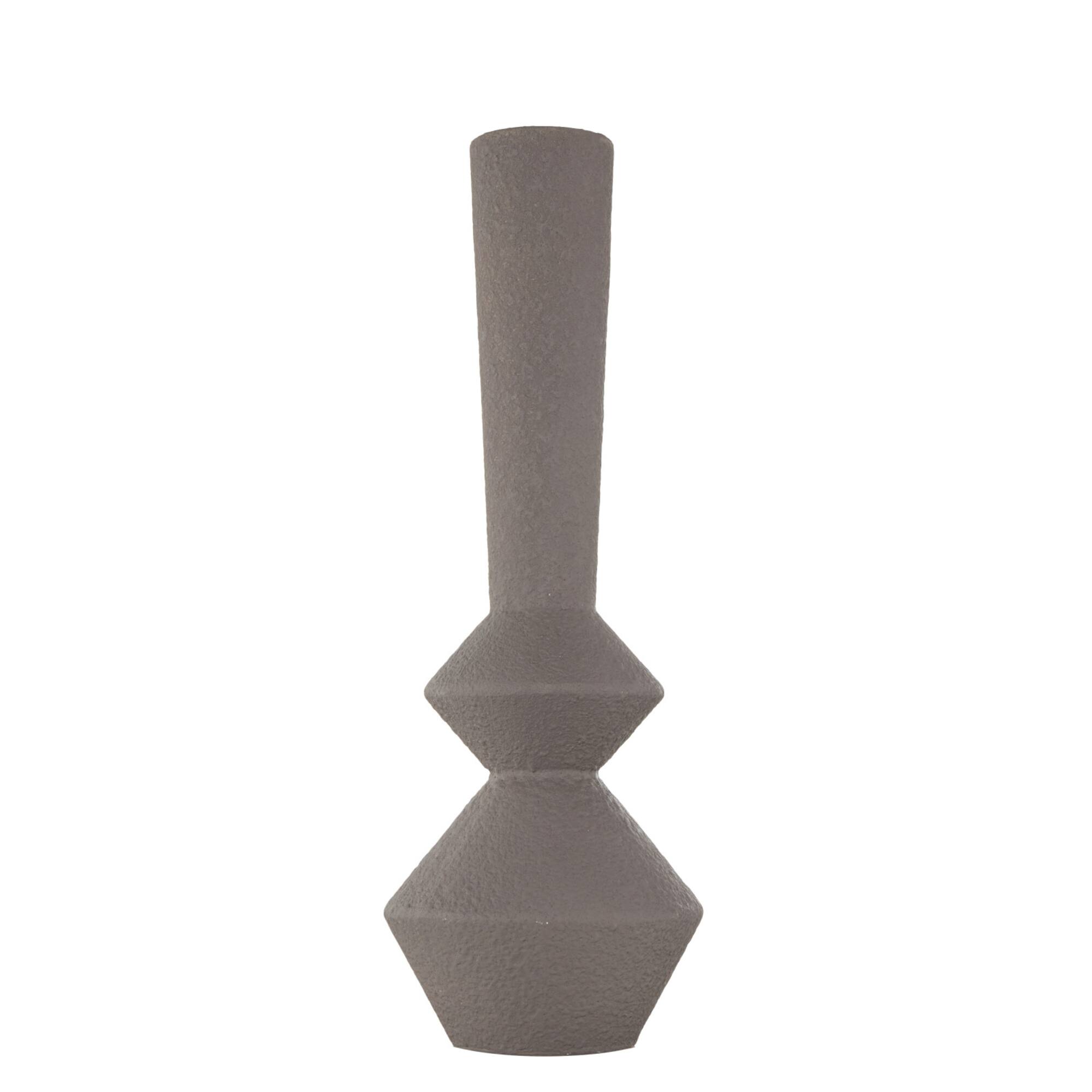 24.75" Dark Gray Metal Art Deco Fluted Decorative Vase
